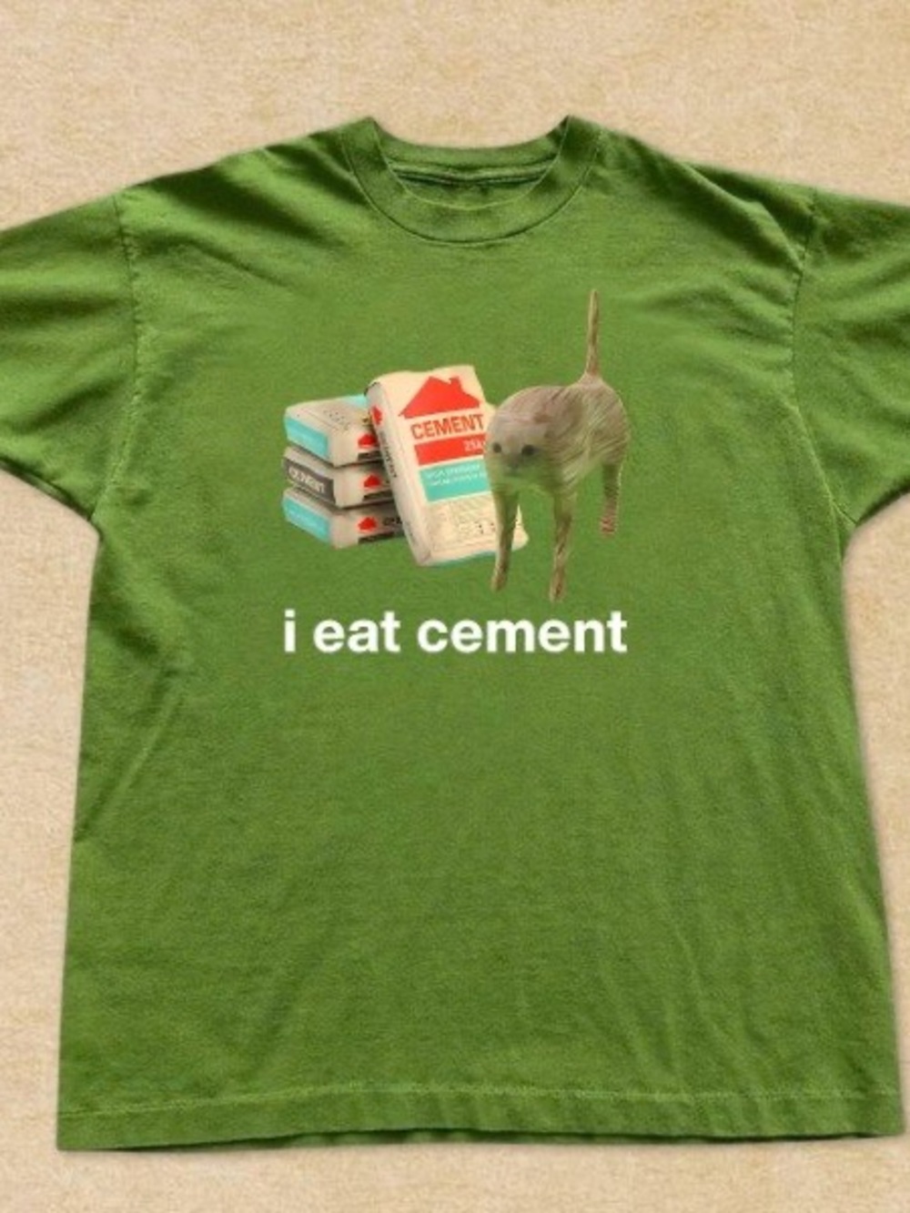 Gildan Green Funny Cat Graphic T-Shirt